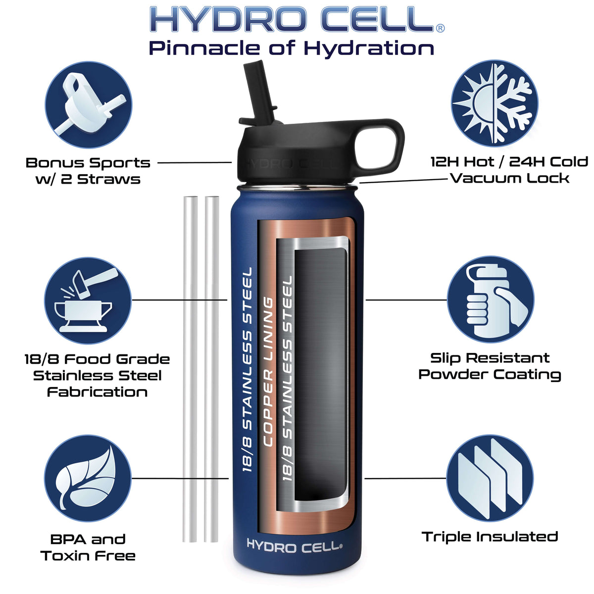 Vacuum Insulated Blueberry Hydro Flask 24 Oz Hydro Flask 24 Oz Lightweight Wide  Mouth Thermos Flask