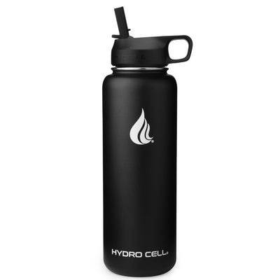 GetUSCart- HYDRO CELL Stainless Steel Water Bottle with Straw & Wide Mouth  Lids (18oz) - Keeps Liquids Perfectly Hot or Cold with Double Wall Vacuum  Insulated Sweat Proof Sport Design (Black/White 18oz)